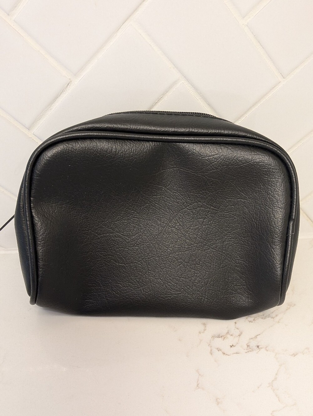 Faux Black Leather Cosmetic Bag Travel Minimalist